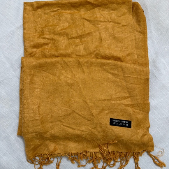 Accessories - Warm Mustard Yellow Cashmere Scarf